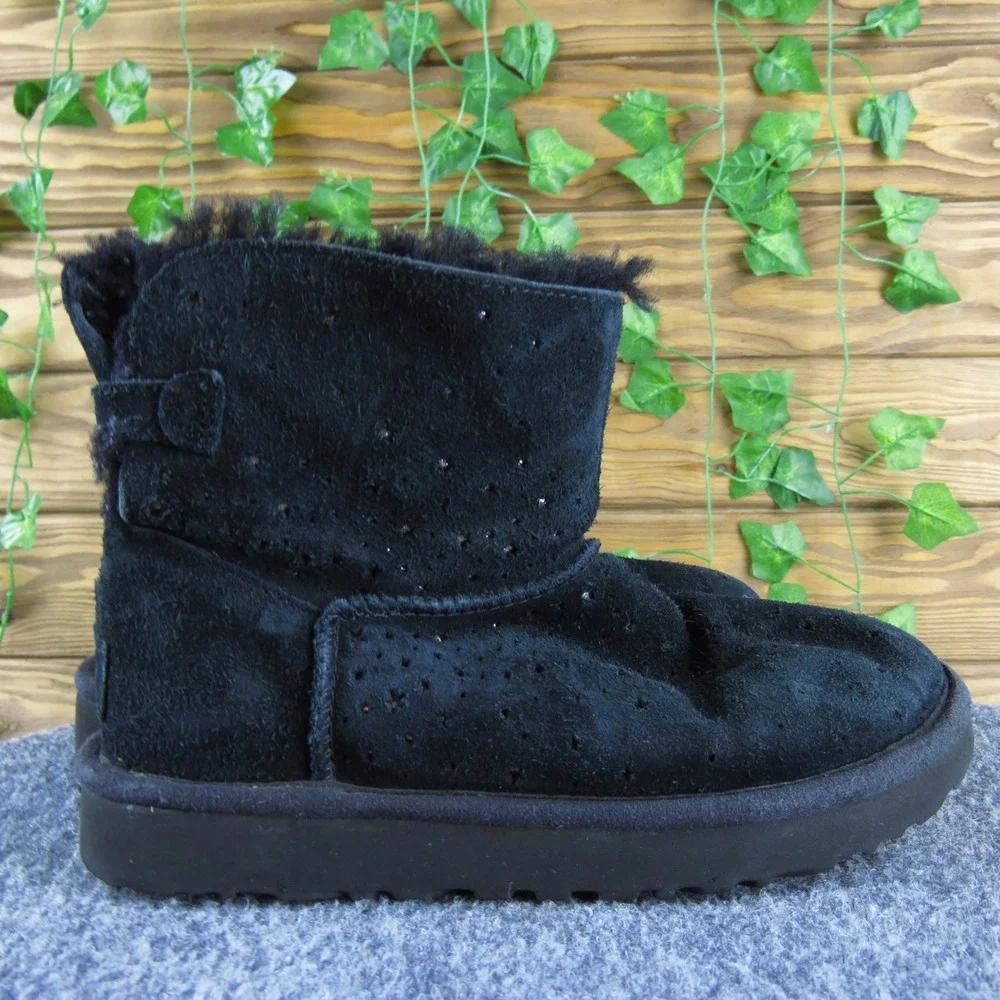 UGG Australia‎ Stargirl Mini Women's Black Suede Leather Winter Boots Sparkle 5